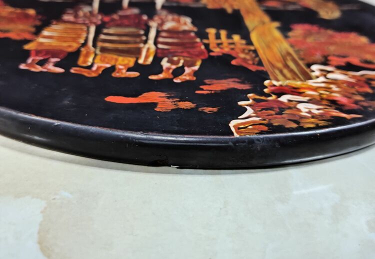 戦前台湾漆器螺鈿細工丸型木製壁掛け　台湾日月潭（美術品・骨董品）の商品画像 - 査定依頼日：2025年6月21日 - 最高査定価格：10,000円