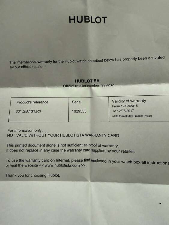 ウブロ ビックバン 301.SB.131RX（高級時計）の商品画像 - 査定依頼日：2025年5月7日 - 最高査定価格：800,000円