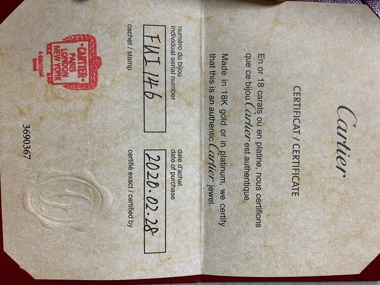 カルティエ　ジュストアンクル（金・貴金属）の商品画像 - 査定依頼日：2024年11月15日 - 最高査定価格：800,000円