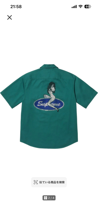 Supreme Rhinestone Pin Up S/S Work Shirt（古着・ファッション）の商品画像 - 査定依頼日：2026年9月9日 - 最高査定価格：11,000円