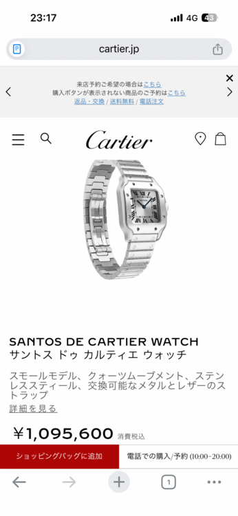 カルティエ サントス WSSA008（高級時計）の商品画像 - 査定依頼日：2026年4月23日 - 最高査定価格：880,000円