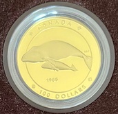 1988年カナダ 北極クジラ金貨 100ドル未開封（金・貴金属）の商品画像 - 最高査定価格：200,000円