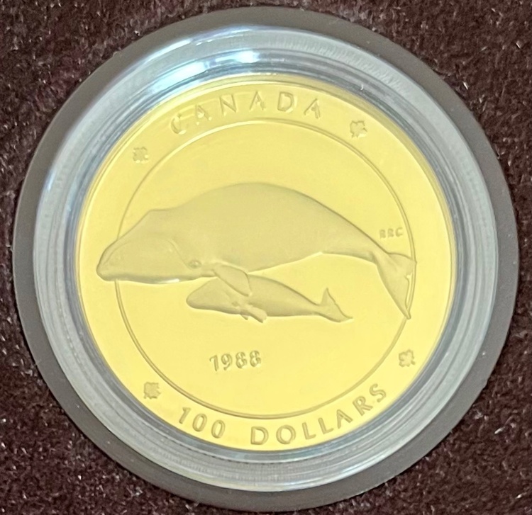 1988年カナダ 北極クジラ金貨 100ドル未開封（金・貴金属）の商品画像 - 査定依頼日：2026年5月18日 - 最高査定価格：200,000円