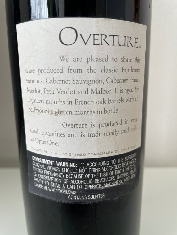 OVERTURE2002（お酒）の商品画像 - 査定依頼日：2025年2月23日 - 最高査定価格：15,000円