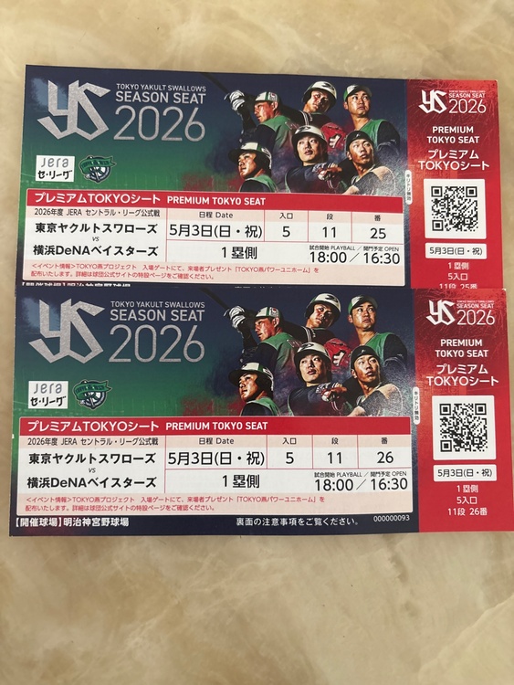 プロ野球チケット（チケット・金券）の商品画像 - 査定依頼日：2026年4月29日 - 最高査定価格：100,000円