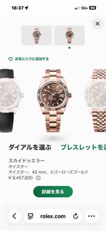 ロレックス スカイドゥエラー（高級時計）の商品画像 - 査定依頼日：2026年7月2日 - 最高査定価格：9,500,000円