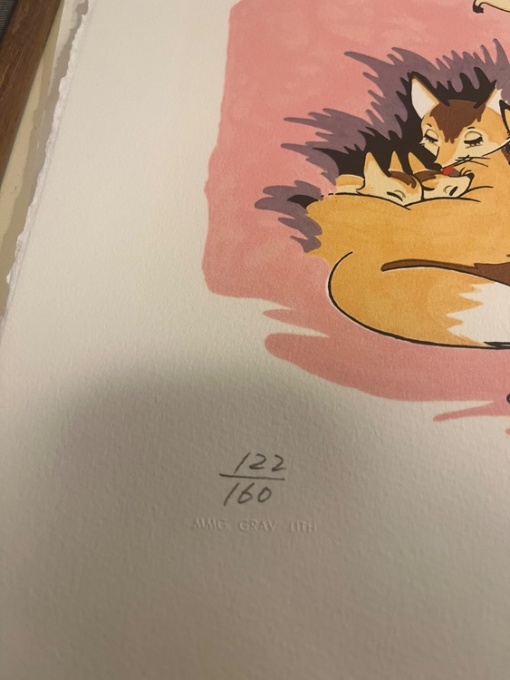 手塚治虫親子キツネ狩り直筆サイン入り版画限定160のうち122（美術品・骨董品）の商品画像 - 査定依頼日：2025年9月28日 - 最高査定価格：50,000円