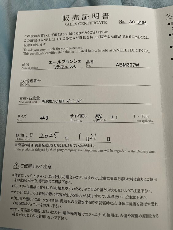 エールブランシェミキュラス（金・貴金属）の商品画像 - 査定依頼日：2025年4月9日 - 最高査定価格：26,000円