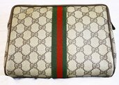GUCCI GGキャンバス クラッチバッグ PVCレザー シェリーライン 89 01 012