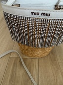 MiuMiu ロゴ クリスタルフリンジ ラフィア バケットバッグ（ブランドバッグ）の商品画像 - 査定依頼日：2026年10月15日 - 最高査定価格：100,000円