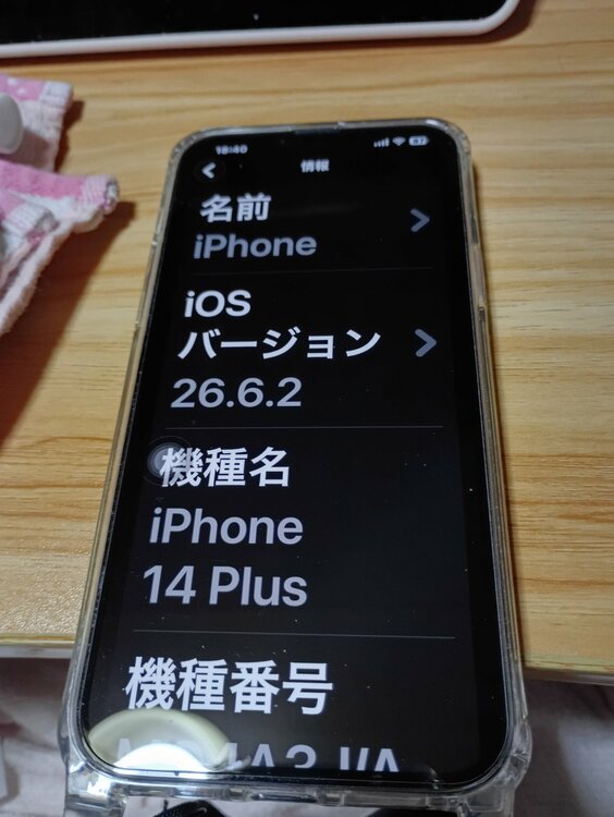 機種番号MQ4A3JA シリアル番号LC76K29304iPhone14plus iOSバージョン26·6·2（スマホ）の商品画像 - 査定依頼日：2026年9月14日 - 最高査定価格：100,000円