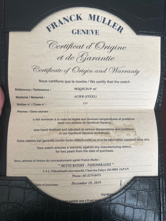 フランクミュラー ロングアイランド 111（高級時計）の商品画像 - 査定依頼日：2025年10月16日 - 最高査定価格：320,000円