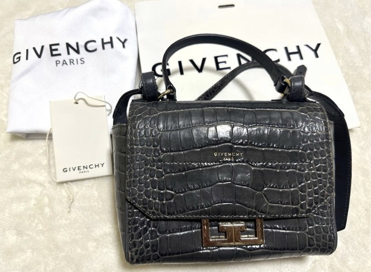 GIVENCHY ジバンシィ エデン ミニ クロコ型押し・グレー 2WAY ショルダーバッグ（ブランドバッグ）の商品画像 - 査定依頼日：2026年8月20日 - 最高査定価格：45,000円