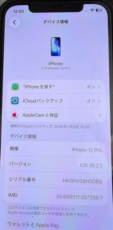 iPhone12pro256GB ブルー（スマホ）の商品画像 - 査定依頼日：2026年2月19日 - 最高査定価格：35,000円