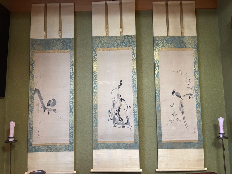 狩野常信　三幅対　梅に連雀、寿老人、柳に鳩（美術品・骨董品）の商品画像 - 査定依頼日：2026年5月25日 - 最高査定価格：10,000円