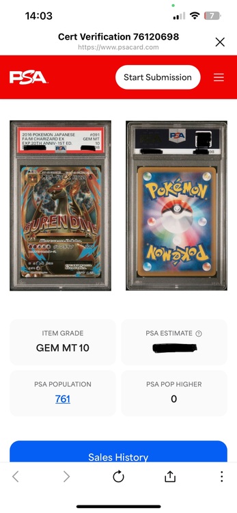 mリザードンex 20th  PSA10（トレカ）の商品画像 - 査定依頼日：2025年12月4日 - 最高査定価格：250,000円