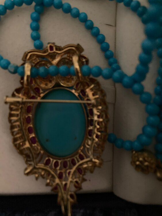 イタリー製ターコイズとルビーのブローチ梟（宝石）の商品画像 - 査定依頼日：2025年3月4日 - 最高査定価格：160,000円