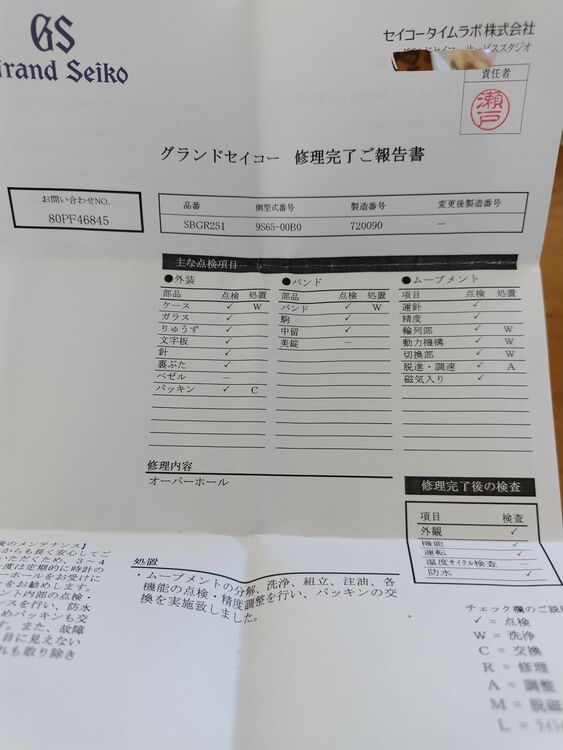 セイコー グランドセイコー SBGR251（高級時計）の商品画像 - 査定依頼日：2025年6月5日 - 最高査定価格：290,000円