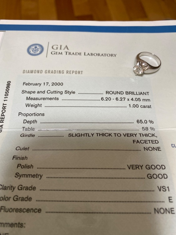 ブルガリ　コロナリングPT950 1.00カラット　VS1 カラーグレードE（金・貴金属）の商品画像 - 査定依頼日：2025年7月13日 - 最高査定価格：600,000円