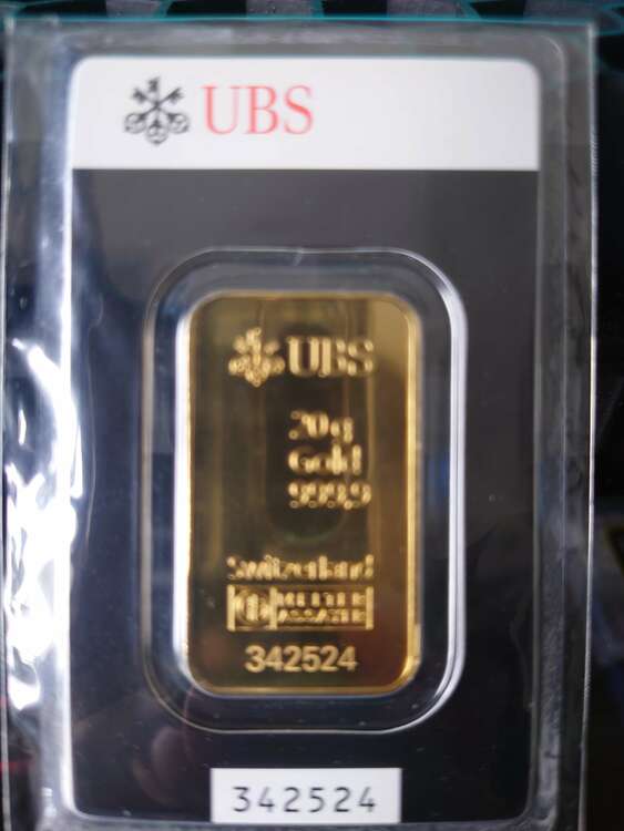 UBS 24K インゴット 20グラム（金・貴金属）の商品画像 - 査定依頼日：2025年4月1日 - 最高査定価格：327,000円