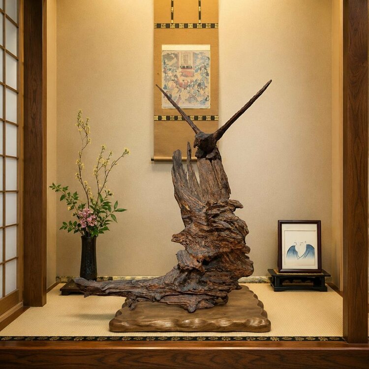 特大90cm 鷹木彫置物 高級銘木 骨董美術品（美術品・骨董品）の商品画像 - 査定依頼日：2026年7月28日 - 最高査定価格：5,000円