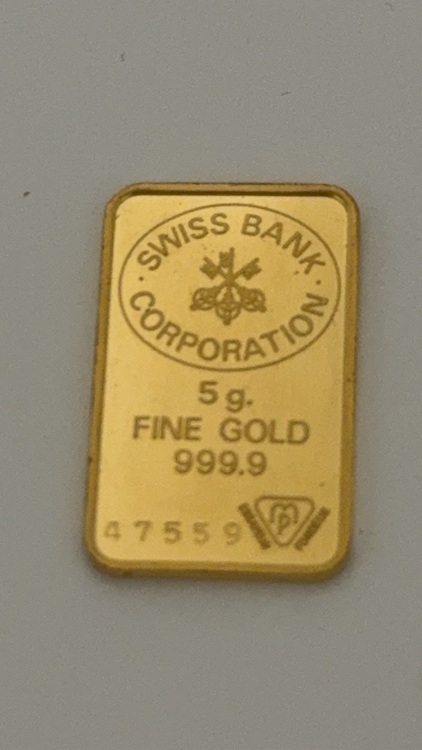 スイス銀行24金インゴット5g（金・貴金属）の商品画像 - 査定依頼日：2025年10月26日 - 最高査定価格：104,110円