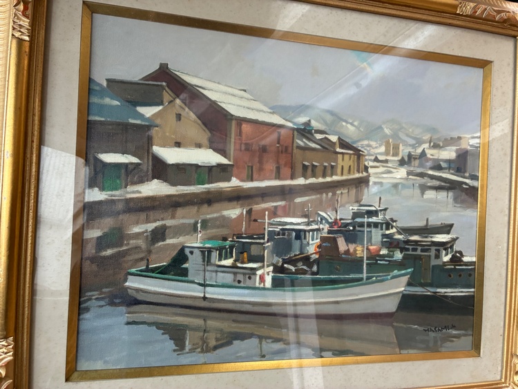 山岸正巳　油絵1984年製小樽運河冬（美術品・骨董品）の商品画像 - 査定依頼日：2026年3月10日 - 最高査定価格：3,000円