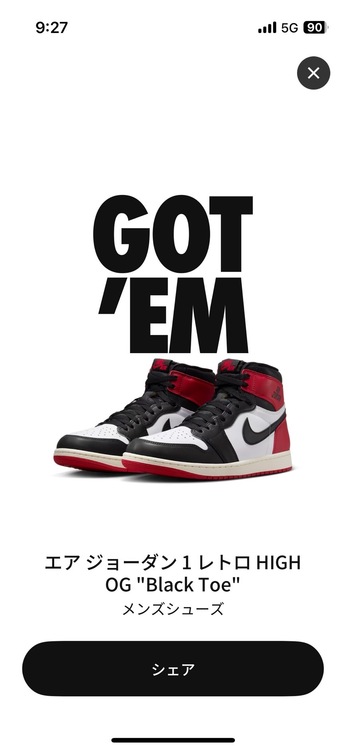 エアジョーダン1（古着・ファッション）の商品画像 - 査定依頼日：2026年4月9日 - 最高査定価格：7,700円