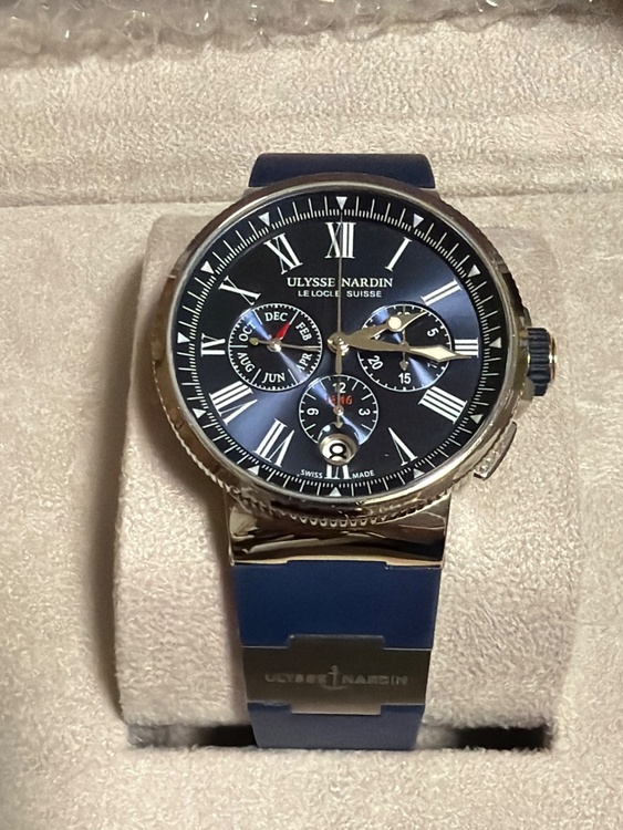 ユリスナルダンマリーンクロノグラフ　 アニュアルカレンダー　 チタンラバーストラ（高級時計）の商品画像 - 査定依頼日：2026年4月15日 - 最高査定価格：100,000円