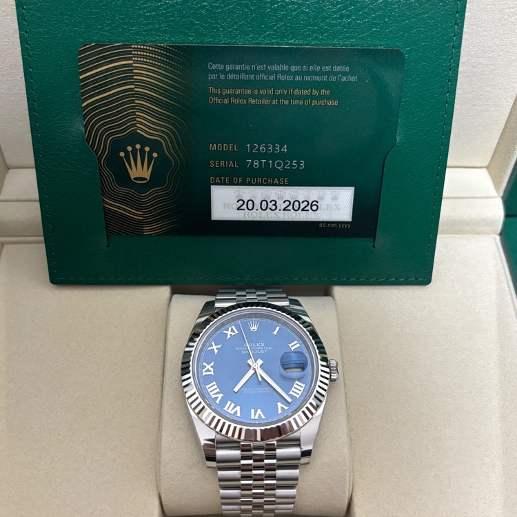 デイトジャスト　アズールブルー　ローマ　41mm（高級時計）の商品画像 - 査定依頼日：2026年3月23日 - 最高査定価格：2,400,000円