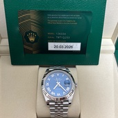 デイトジャスト　アズールブルー　ローマ　41mm（高級時計）の商品画像 - 査定依頼日：2026年3月23日 - 最高査定価格：2,400,000円