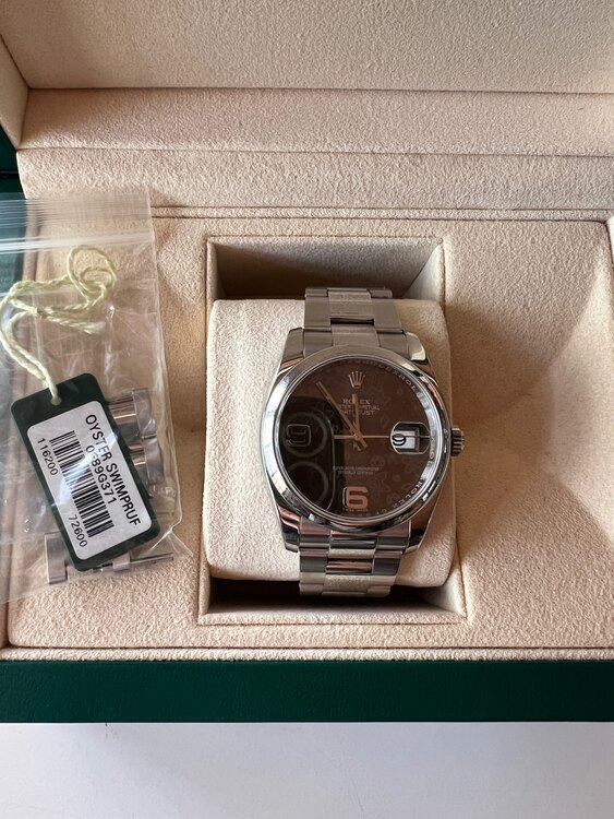 ロレックス デイトジャスト 116200ブラウンフラワー（高級時計）の商品画像 - 査定依頼日：2025年2月21日 - 最高査定価格：1,000,000円