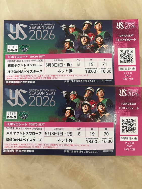 プロ野球チケット（チケット・金券）の商品画像 - 査定依頼日：2026年4月29日 - 最高査定価格：100,000円