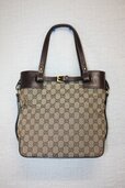 GUCCI GG キャンバス トートバッグ レザー 107757 002058