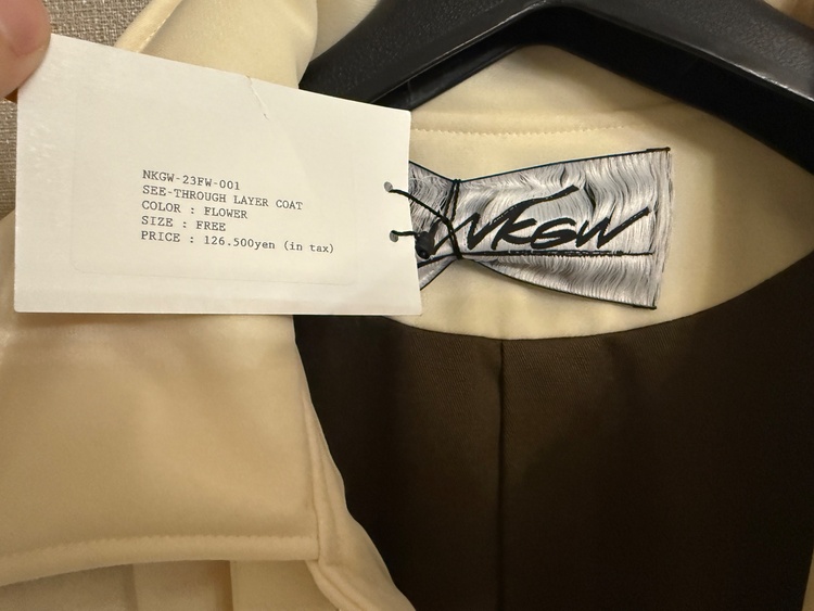 NKGW 23FW フワラーモチーフ SEE THROUGH LAYER COA（古着・ファッション）の商品画像 - 査定依頼日：2026年1月10日 - 最高査定価格：100,000円