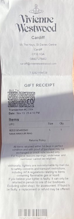 vivienne westwood×NANAアーマーリング（古着・ファッション）の商品画像 - 査定依頼日：2026年2月6日 - 最高査定価格：100,000円