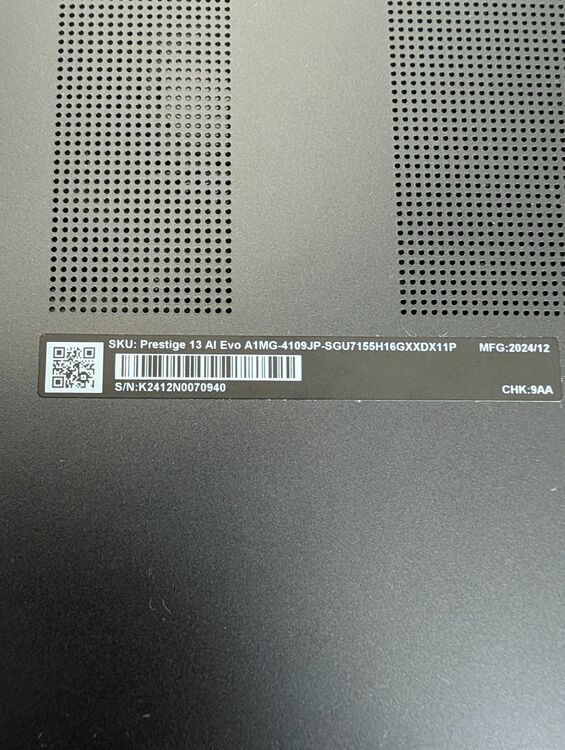 Prestige 13 AI Eco A1MG（PC・タブレット）の商品画像 - 査定依頼日：2025年8月3日 - 最高査定価格：65,000円