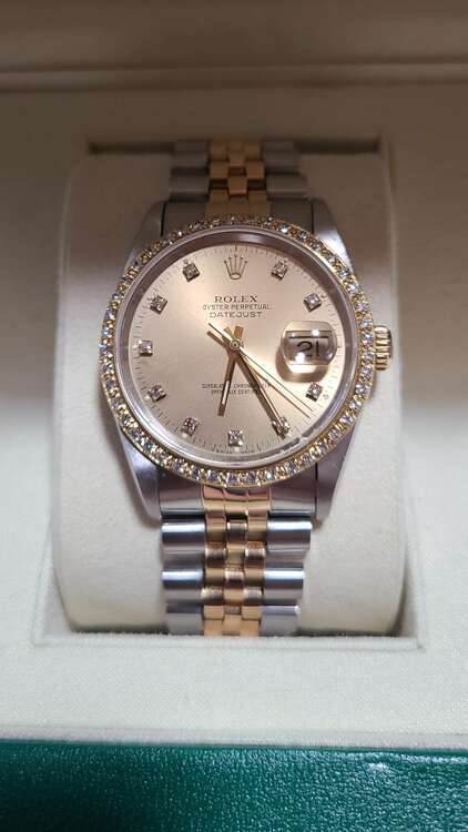 正規品 ROLEX ロレックス デイトジャスト 16233G E番 10Pダイヤ（高級時計）の商品画像 - 査定依頼日：2025年5月23日 - 最高査定価格：1,080,000円
