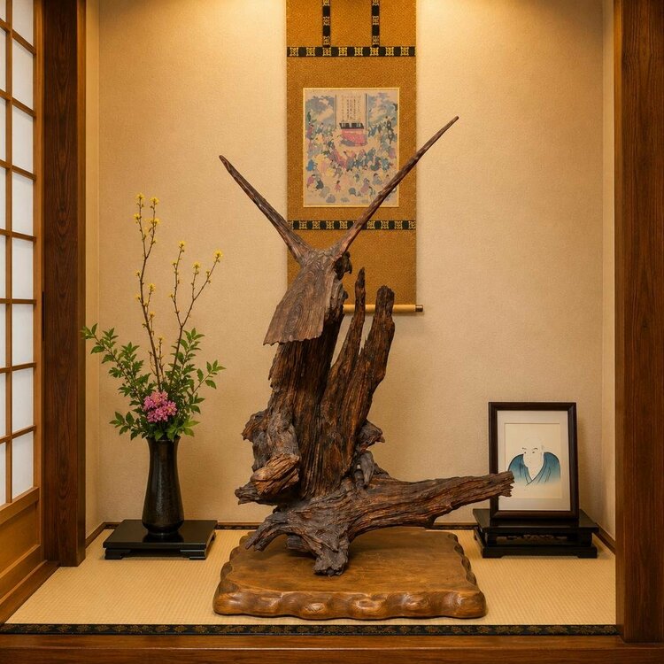 特大90cm 鷹木彫置物 高級銘木 骨董美術品（美術品・骨董品）の商品画像 - 査定依頼日：2026年7月28日 - 最高査定価格：5,000円