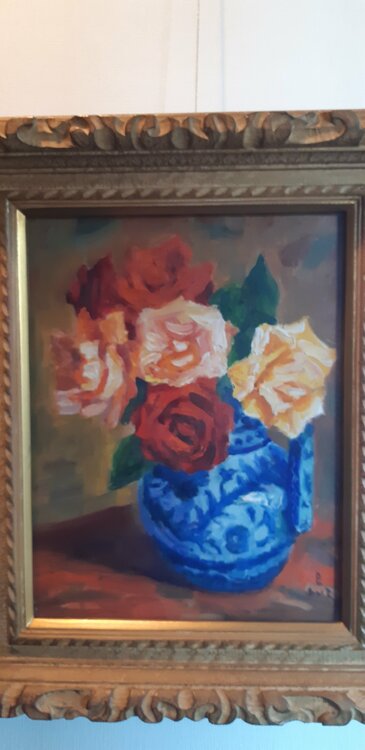 小磯良平油彩薔薇の絵（美術品・骨董品）の商品画像 - 査定依頼日：2026年1月23日 - 最高査定価格：2,000円