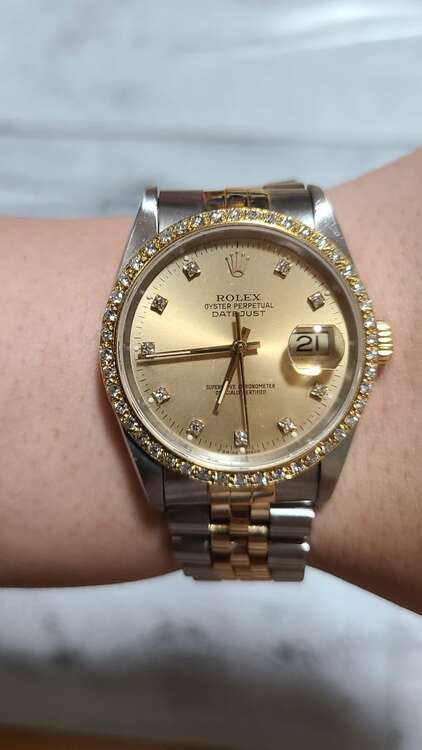 正規品 ROLEX ロレックス デイトジャスト 16233G E番 10Pダイヤ（高級時計）の商品画像 - 査定依頼日：2025年5月23日 - 最高査定価格：1,080,000円