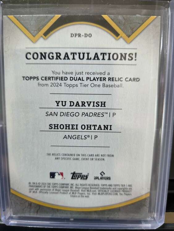 スポーツトレーディングカード　TOPPS  大谷翔平&ダルビッシュ有　レリック（トレカ）の商品画像 - 査定依頼日：2025年5月25日 - 最高査定価格：8,800円