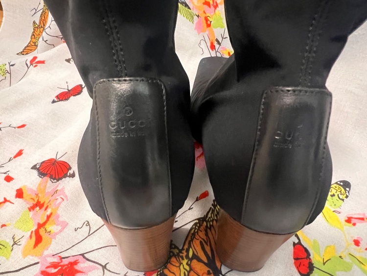 黒 ショート ニット ブーツ ストレッチ チャンキーヒール（古着・ファッション）の商品画像 - 査定依頼日：2026年3月23日 - 最高査定価格：13,000円