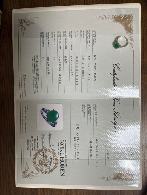 pt900翡翠リング（宝石）の商品画像 - 査定依頼日：2024年1月31日 - 最高査定価格：100,000円