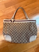 メイフェア トートバッグ　ベージュ/白　キャンバス/レザー　257061（ブランドバッグ）の商品画像 - 査定依頼日：2026年4月19日 - 最高査定価格：45,000円