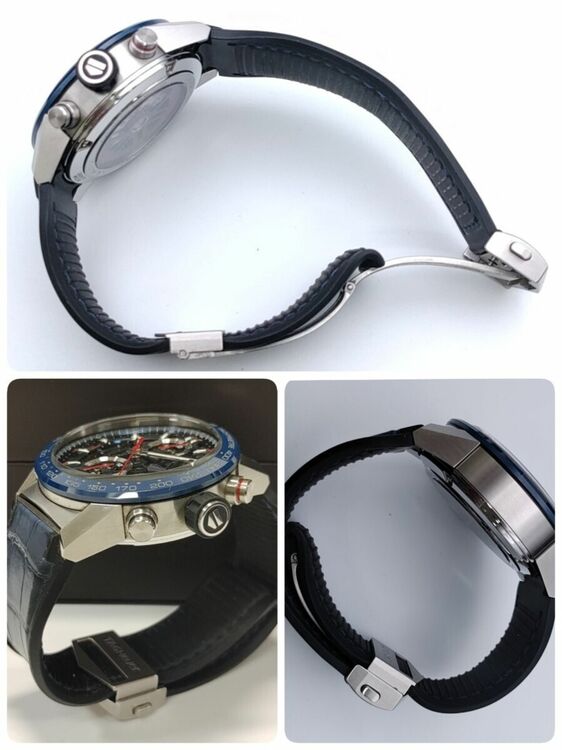 キャリバーホイヤー01  ブルー レッド スケルトン（高級時計）の商品画像 - 査定依頼日：2025年9月5日 - 最高査定価格：350,000円