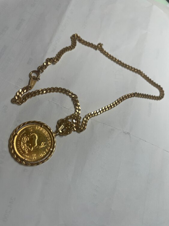 クルーガーコイン1/4 oz8.4gと18金のノーブランドチェーン　22.3g（金・貴金属）の商品画像 - 査定依頼日：2025年3月31日 - 最高査定価格：399,000円