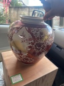 品名: 8号花瓶 絵柄: 赤牡丹おしどり 窯元: 九谷窯元陶寿製 品番: K-2（美術品・骨董品）の商品画像 - 査定依頼日：2025年12月14日 - 最高査定価格：500円