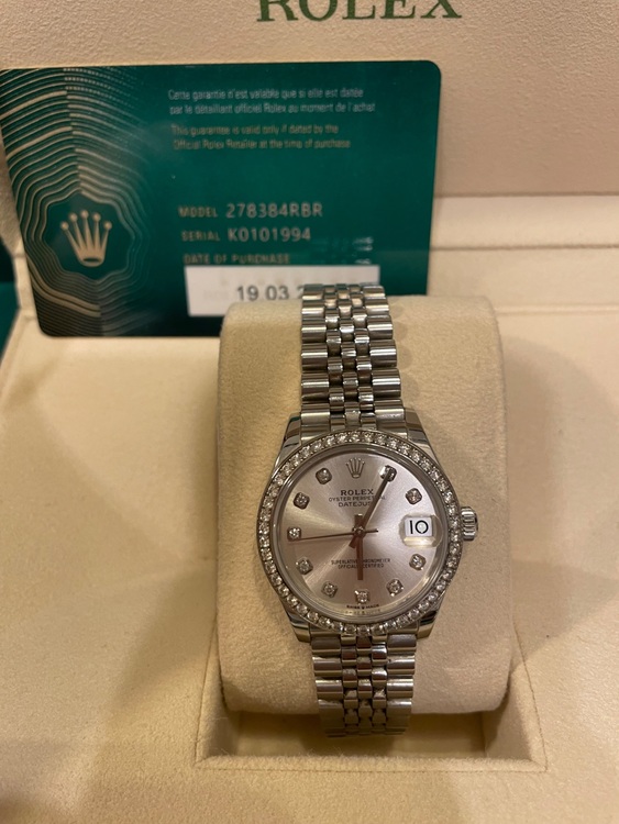 デイトジャスト31㎜オイスタースチール&ホワイトゴールド　ダイアモンドベゼル（高級時計）の商品画像 - 査定依頼日：2025年8月11日 - 最高査定価格：2,650,000円