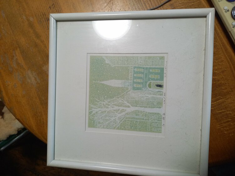 「白い街角」リトグラフ31㌢Ⅹ31㌢（美術品・骨董品）の商品画像 - 査定依頼日：2026年1月23日 - 最高査定価格：1,000円